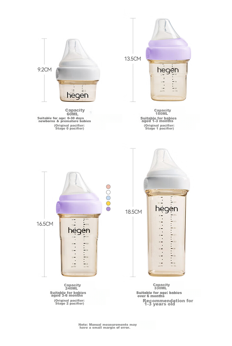 HEGEN Baby Bottle for Newborns 3-6 Months, 240ml PPSU, Anti-Colic, Anti-Choking, Breast-Like, Imported, Pink 12