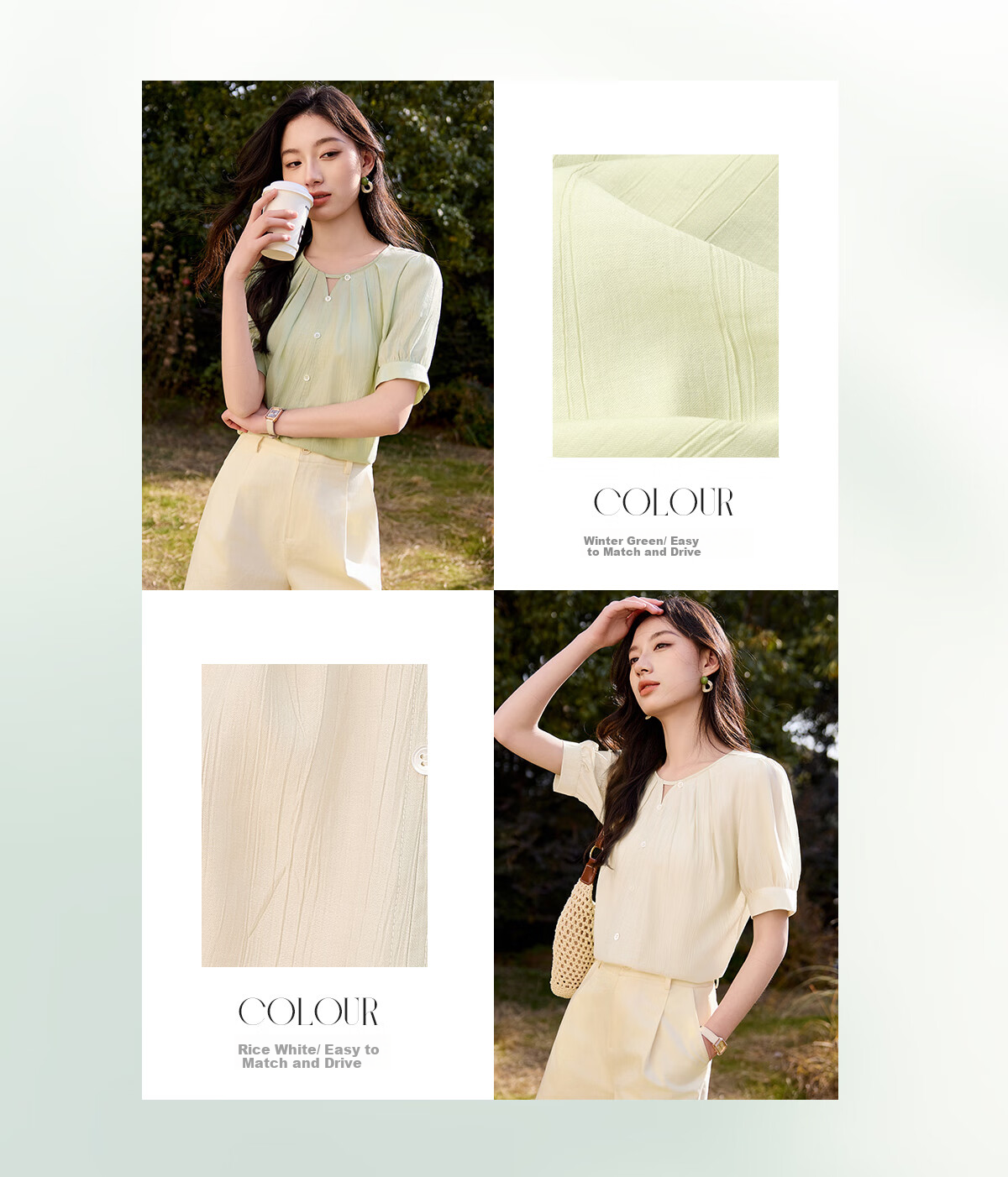 Chushen Summer Women's Short Sleeve Shirt V-Neck Hollow Out Elegant Vacation Style Chiffon Blouse S52X016 4