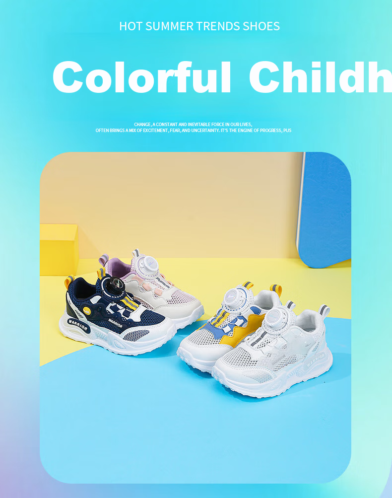 Warrior Children's Shoes, Boys' Breathable Mesh Shoes, Summer Single Mesh Kids' Sneakers WZ(CL)-0500 Deep Blue And White, Size 31 1