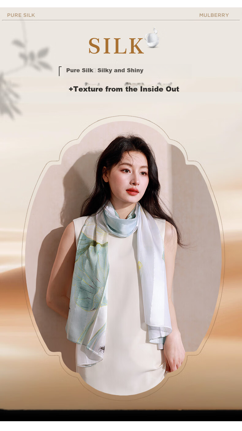 Hangsifu Silk Scarf, Mulberry Silk Shawl, Autumn And Winter Warm Neck Warmer, Birthday Gift for Mom Or Wife 5