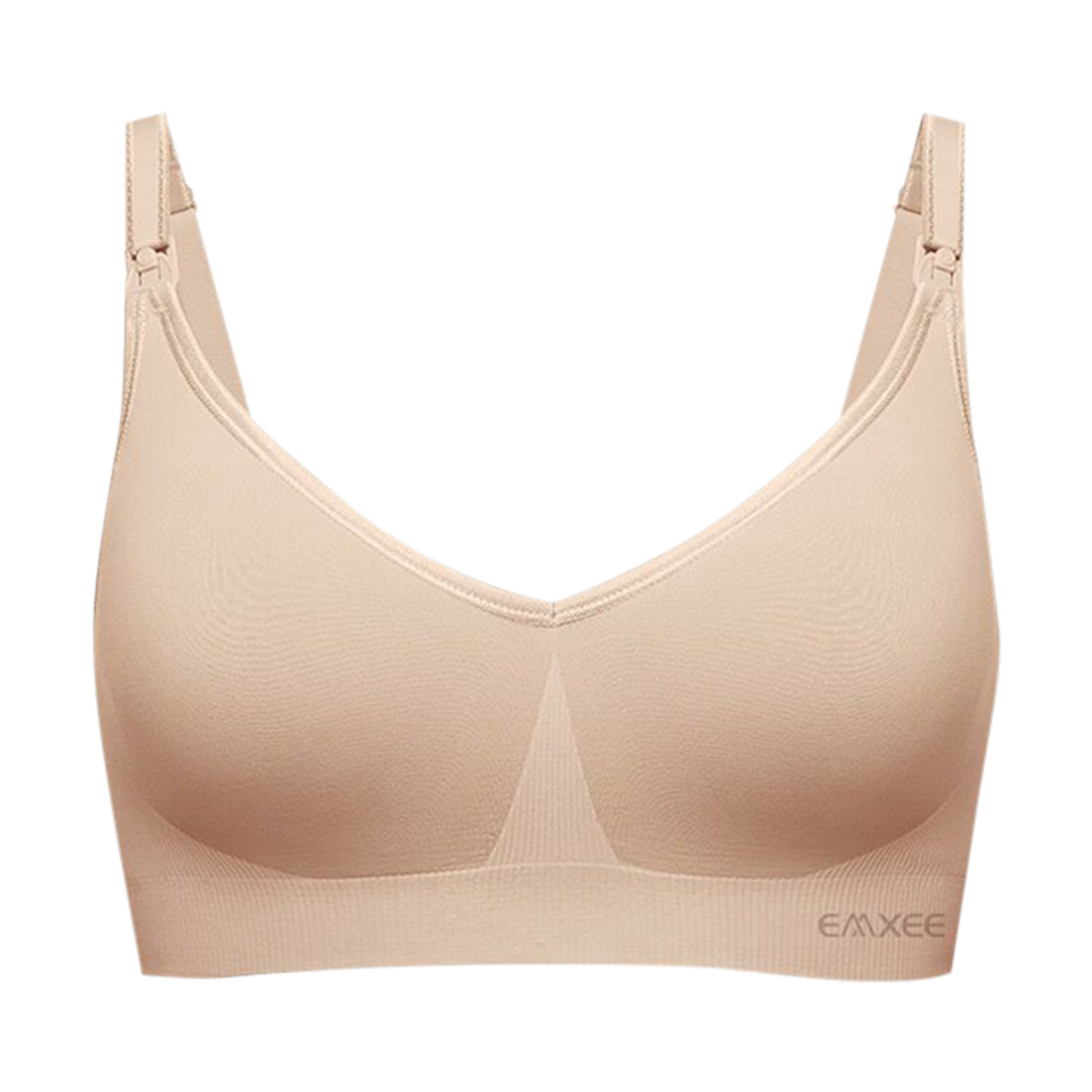EMXEE Maternity Nursing Bra, Push-Up Postpartum Breastfeeding Bra for Pregnant Women, Summer Thin Style, Peach Pink, Size M