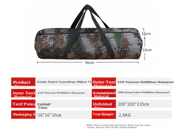Xinbirui Outdoor Winter And Summer Dual-Use Tent, Digital Tent, Cotton Tent, Double-Person Camping Cotton Tent, 2*1.5 Meters 2