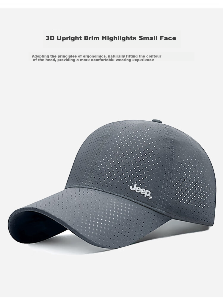 JEEP Men's Baseball Cap Summer Mesh Quick-Dry Sun Hat Unisex Visor Hiking Sun Hat Khaki 2