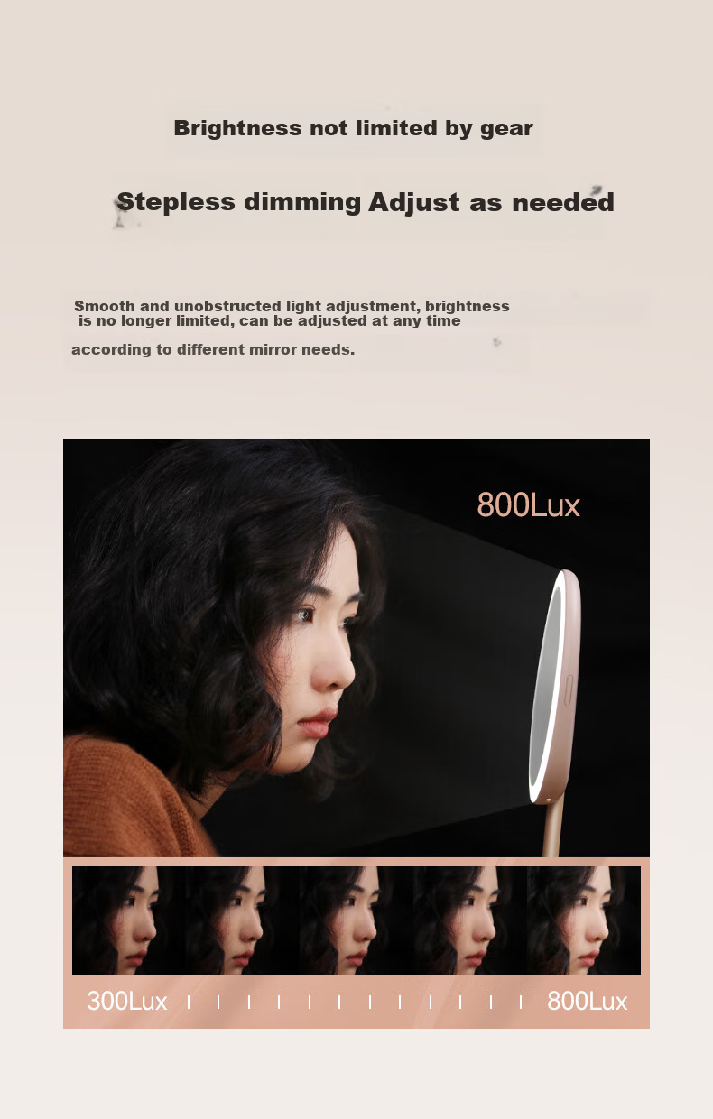 MUID Foldable Portable Makeup Mirror with LED Light, Rechargeable, Desktop Magnetic Detachable Storage, Stepless Dimming Beauty Mirror 4