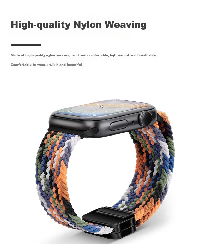 BIAZE Compatible with Apple Watch Band for Apple IWatch S10/Ultra2/S9/S8/7/6/5/SE Braided Loop Strap BD66-Black Chocolate-44/45/46/49mm 2