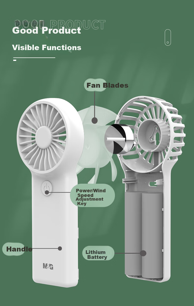 M&G Handheld Mini Fan, Portable Compact Personal Fan, Long Battery Life USB Fan, White ARC925ECI 4