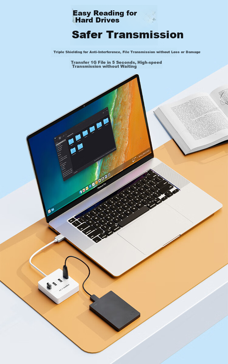 ULT-Unite USB 3.0 Hub, Expansion Dock, High-Speed Four-Port Hub, Laptop And Desktop Multi-Port Adapter, Extension Cable 5