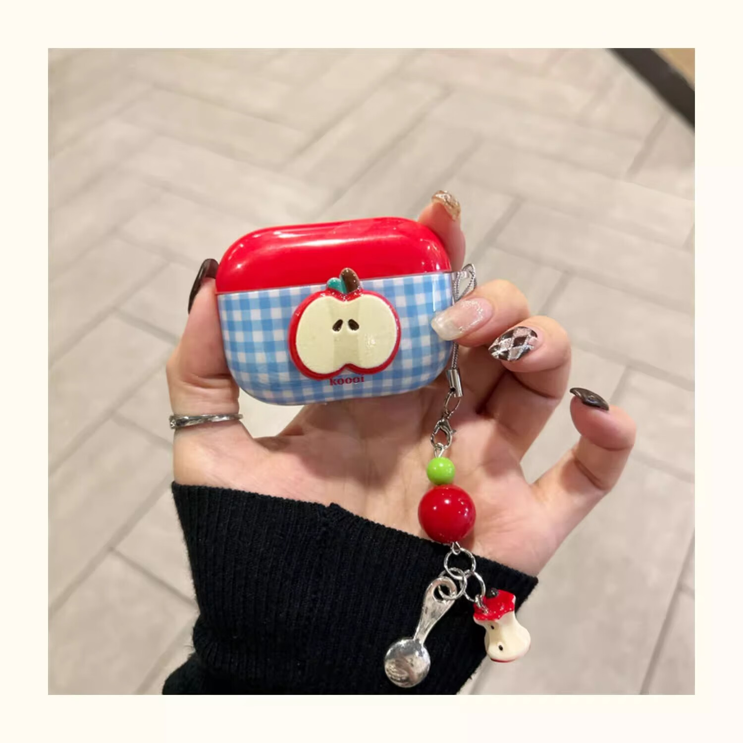 Beiyipin Ins Blue Plaid 3D APPLE Case for AirPods Pro 1st, 2nd, And 3rd Generation Bluetooth Earphones, Protective Cover 1