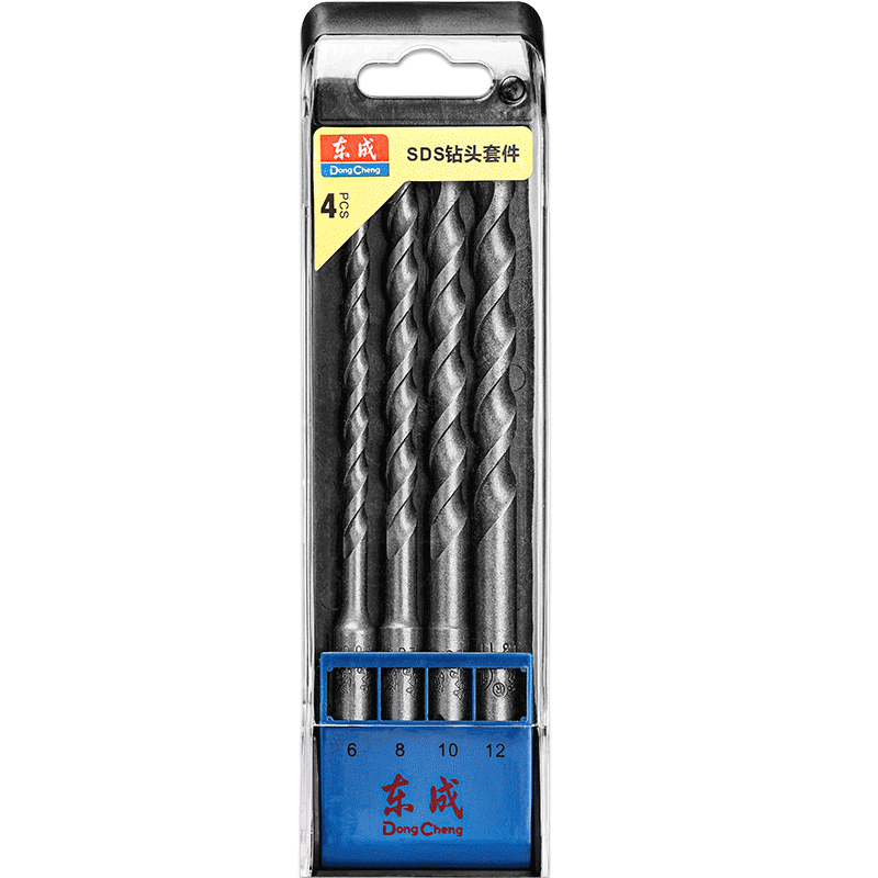 Dongcheng Electric Hammer Concrete Drill Bit (4-Piece Set), Round Shank Impact Drill Bit (6/8/10/12mm)