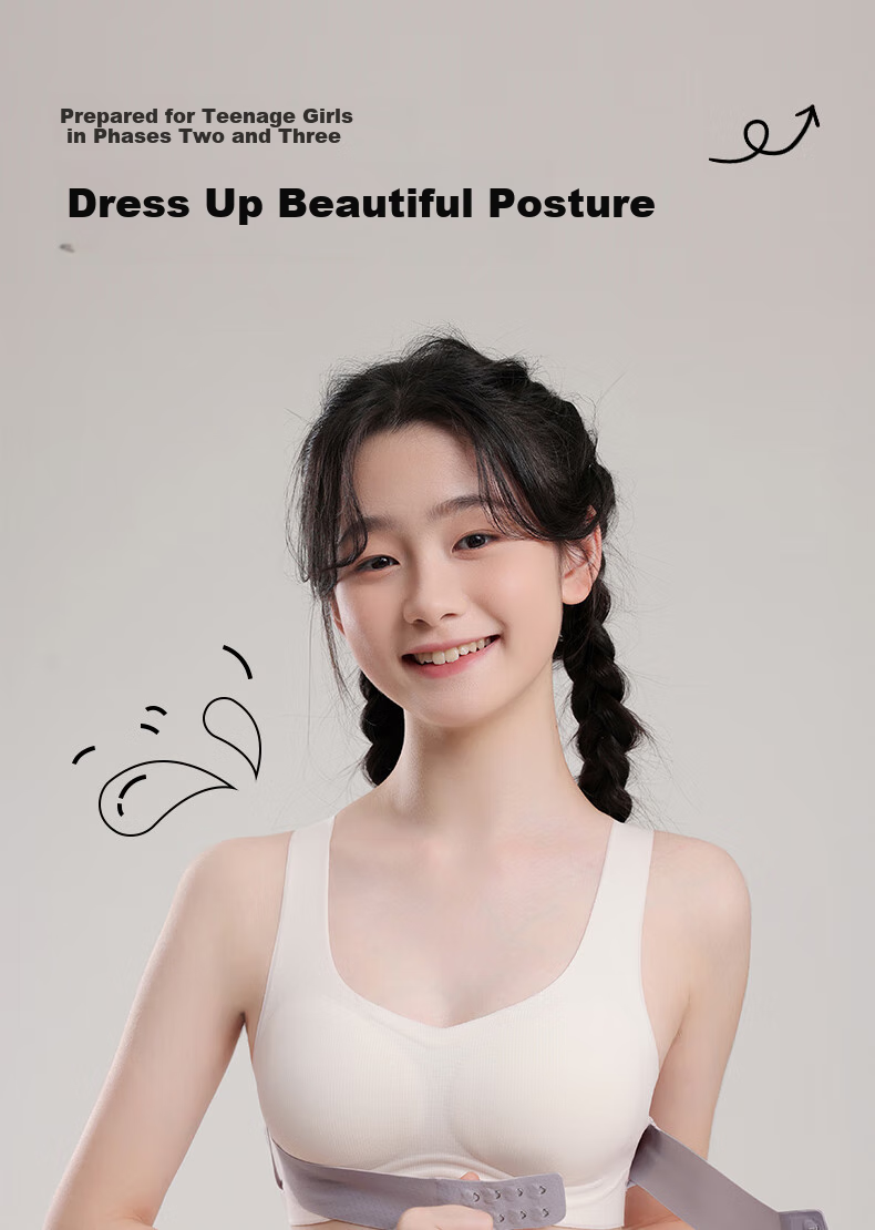 Ordifen Girls' Bra, Spring 2025 New Arrival, 2-Piece Set, Cross Front Closure, Anti-Sagging, for Puberty Ages 14-18, Vest Style 1