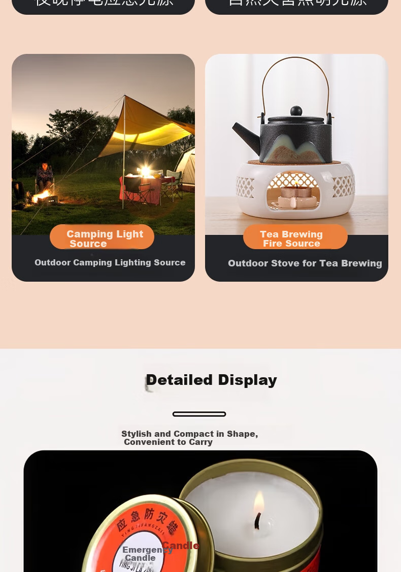 Bingyou Emergency Candles, Pack of 3, Disaster Prevention, Power Outage, Emergency Lighting, Extra Long Burning Time, Windproof, Smokeless And Odorless 10