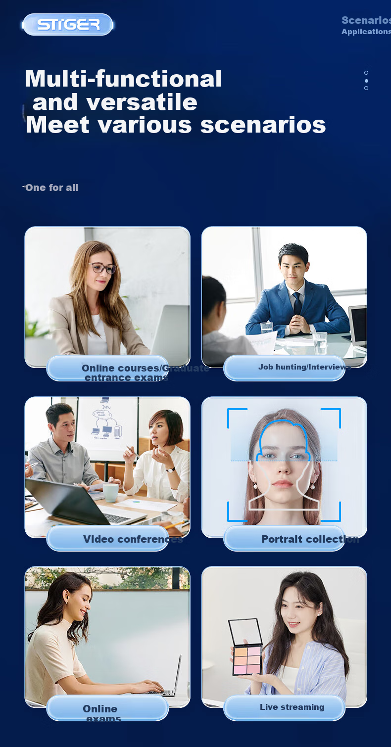 Stiger Computer Webcam with Microphone, High-Definition All-In Desktop Laptop External Live Streaming Conference Online Class Home Use Postgraduate Entrance Exam Retake 1080p Video Call USB 9