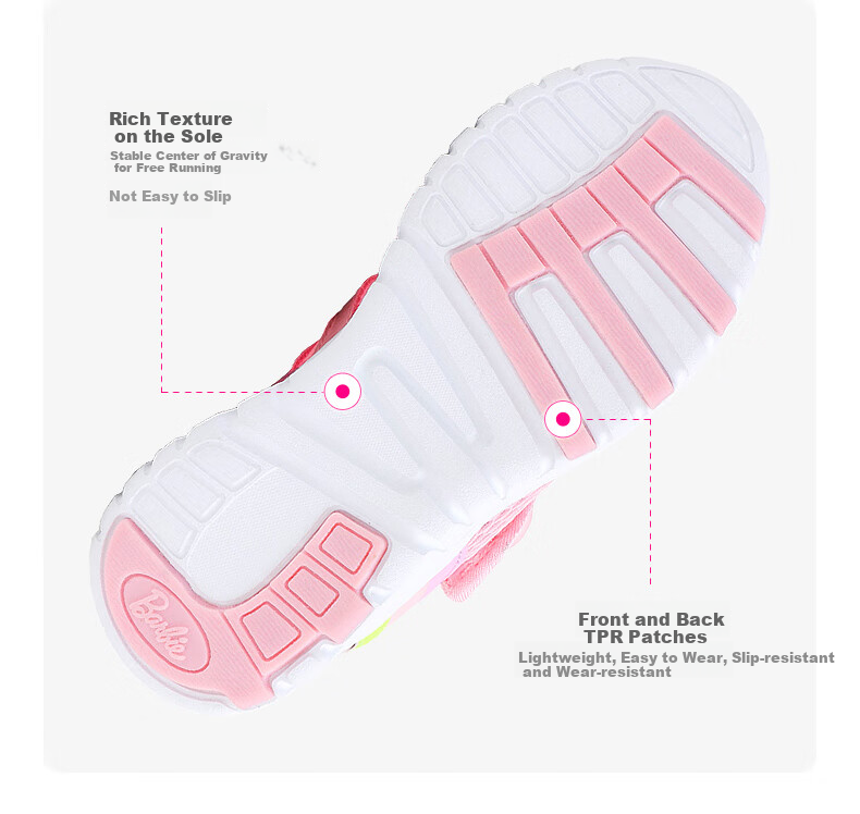 Barbie Children's Shoes, Summer Kids' Sneakers, Girls' Breathable Mesh Shoes, Casual Sports Shoes DA5506, Pink, Size 32 12
