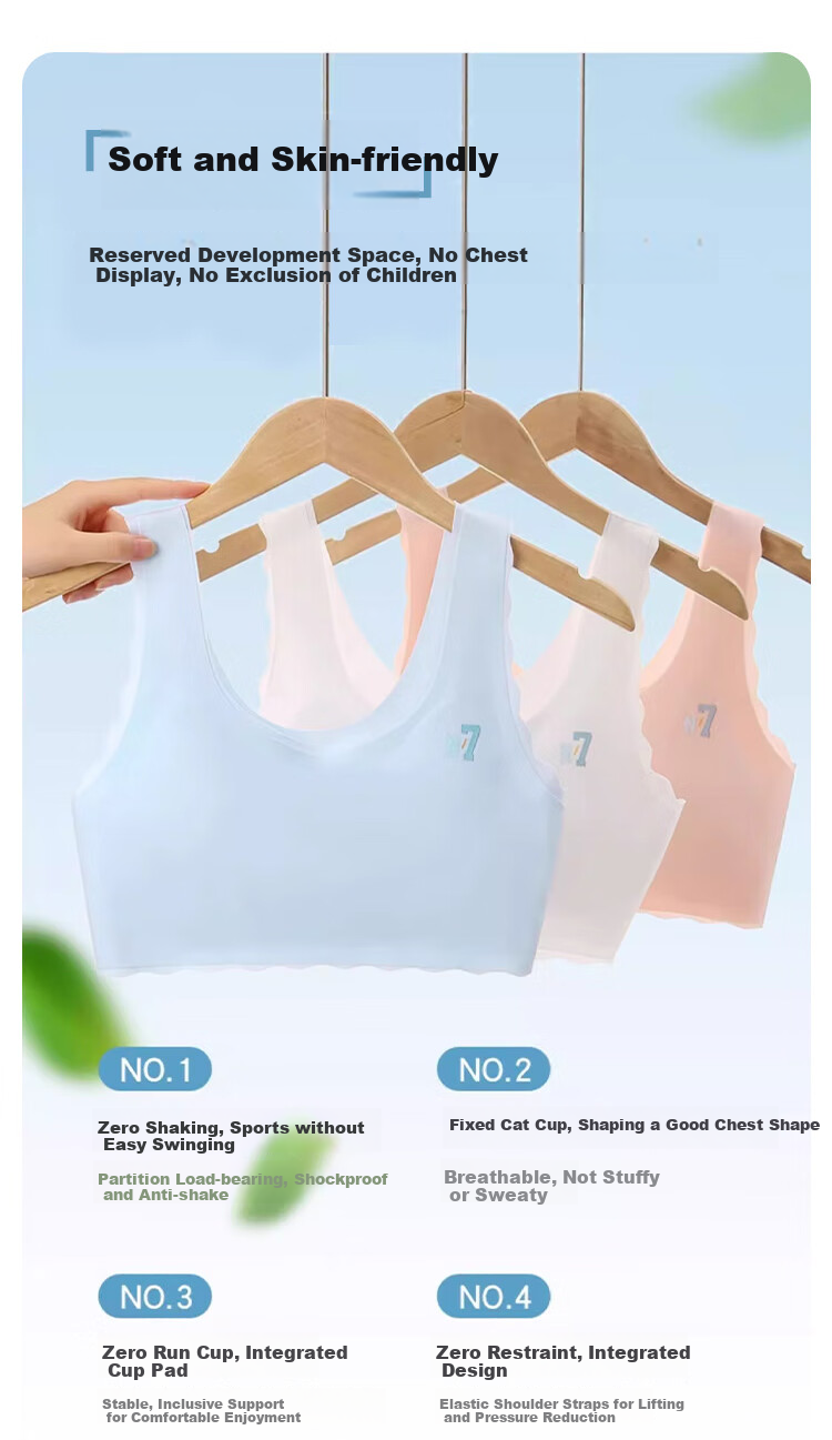 FitonTon, 2 Pieces of Girls' Underwear, High School Student Puberty Underwear, Teen Sports Bra, Children's Student Underwear Brassiere 3