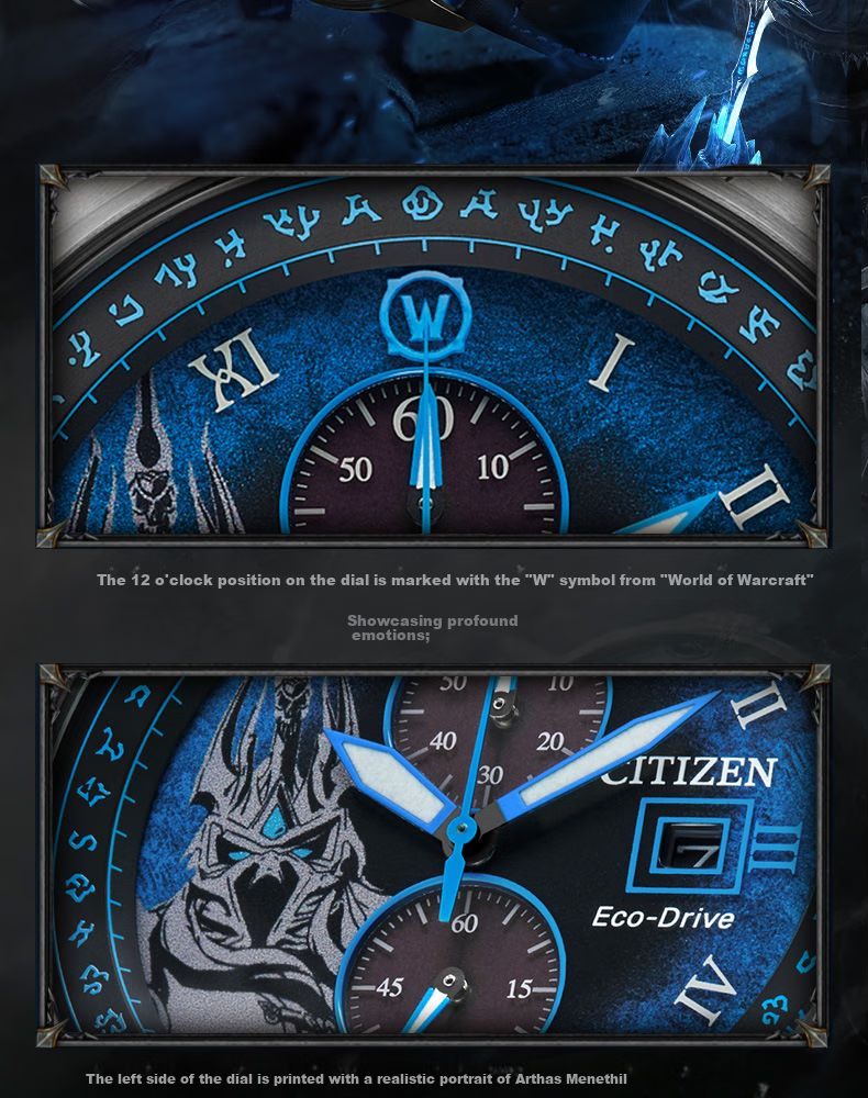 CITIZEN Watch for Men, Japanese And Korean Style, World of Warcraft Ili Dan Model, Eco-Drive Leather Strap, Gift for Boyfriend, CA7075-05E 9