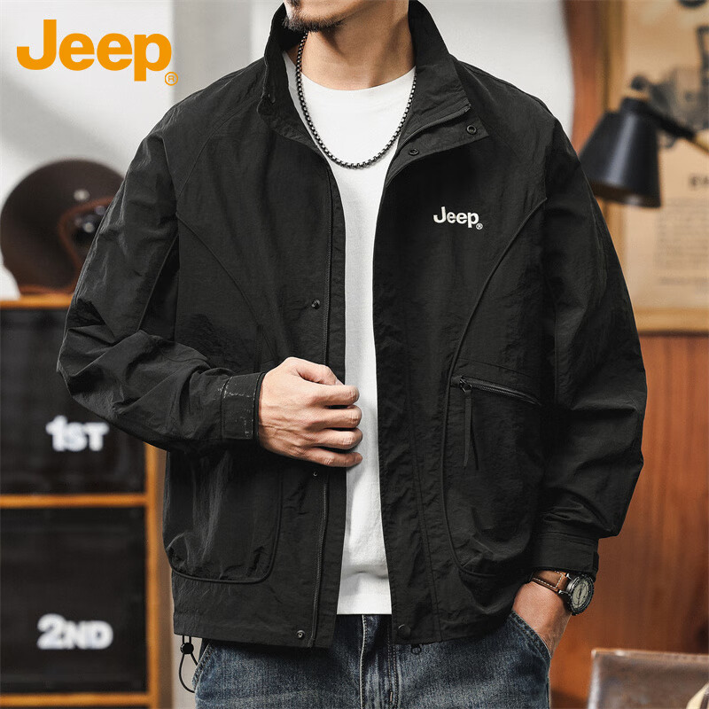 JEEP Men's Spring Autumn Jacket Casual Workwear Black M