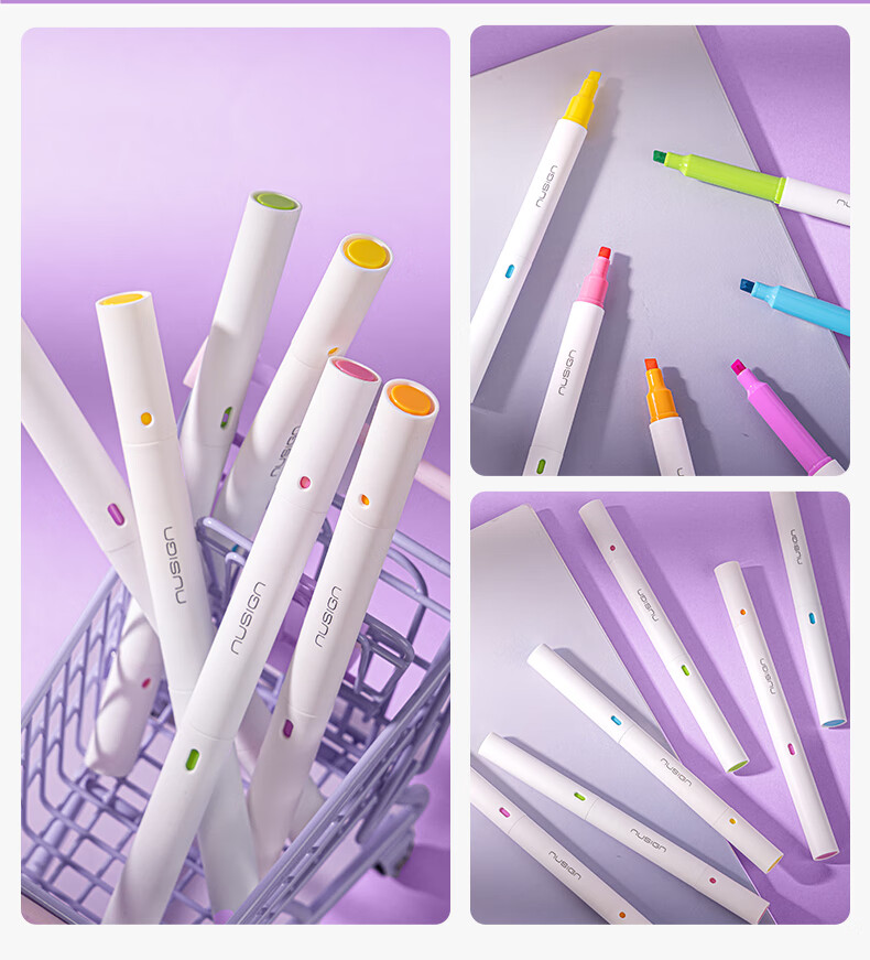 NUSIGN Dual-Ended Dual-Color Anti-Bleed Highlighter Pen Exam Review Key Point Marker 6 Colors 3-Pack NS720-1 Premium Brand by Deli 11