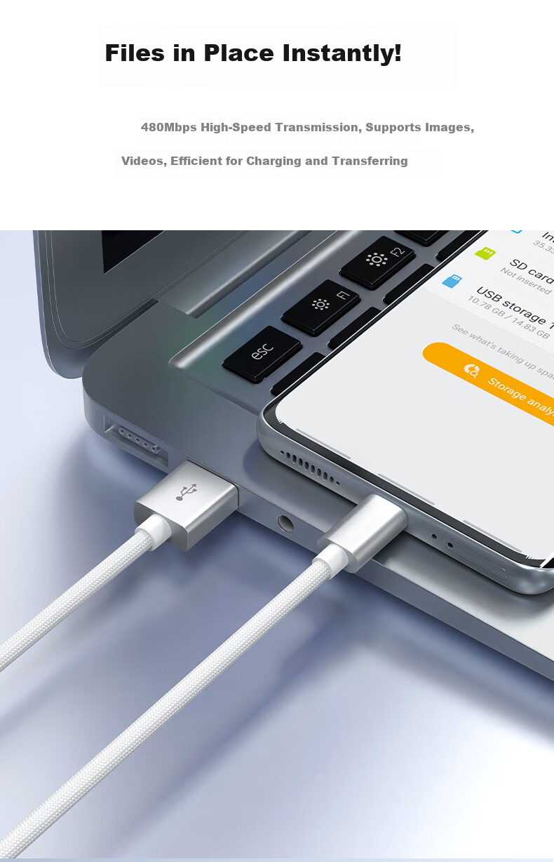 KY Kangyou Data Cable Type-C Charging Cable 2-Pack Super Fast Charging 60W Compatible with 66W Suitable for Huawei Xiaomi Apple 15/16 Silver White 1 Meter 7