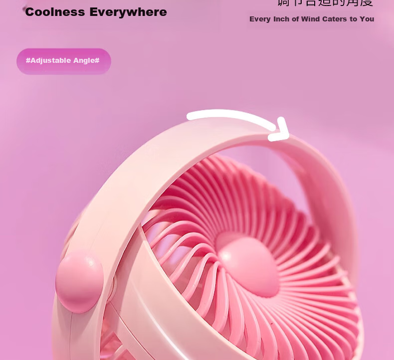 Ouliwen Small Fan, Desktop And Bed Handheld, USB Rechargeable, Low Noise, Three-Speed with Base, Portable Mini High-Power Fan for Office And Dormitory, My Little Pony Purple 6