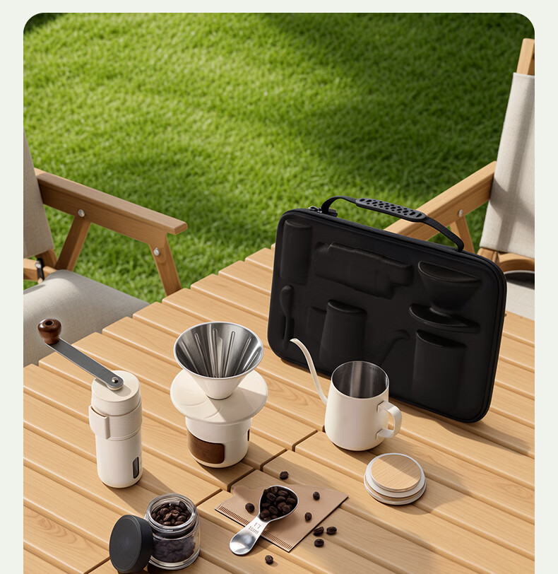 CLITON Pour-Over Coffee Set with Hand Grinder, Coffee Bean Grinder, Coffee Maker, Coffee Pot, Filter Cup, Storage Bag, Gift Box 2