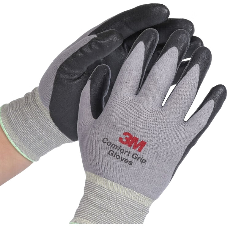 Перчатки рабочие 3M Comfort Grip, размер L, серые, нитриловые, многоразовые, для защиты рук