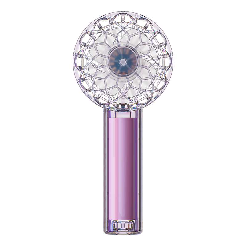 Newmine Handheld Mini Fan, Portable Mini Fan with 13-Hour Long Battery Life, Quiet Operation, Colorful Light, Desktop Cooling Fan, Dazzling Light in Light Purple
