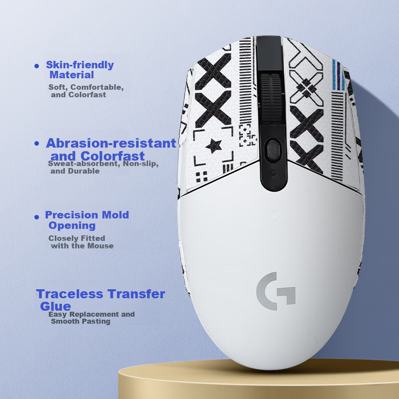 BUBM GpW Anti-Slip Sticker G304, Special Sweat-Absorbing Side Sticker G102, Sticker for Gaming, Frosted Anti-Slip And Sweat-Absorbing, Wired And Wireless Mouse Sticker Special, White Floral Collectio