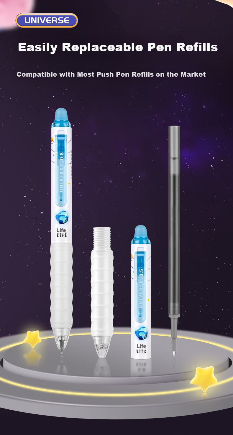AIHAO [Exam Reward, Graduation Gift] Universe All Things Retractable Erasable Pen ST Tip 0.5mm Elementary School Third Grade Hot Erasable Gel Pen Crystal Blue 5 Pieces GP2715 9