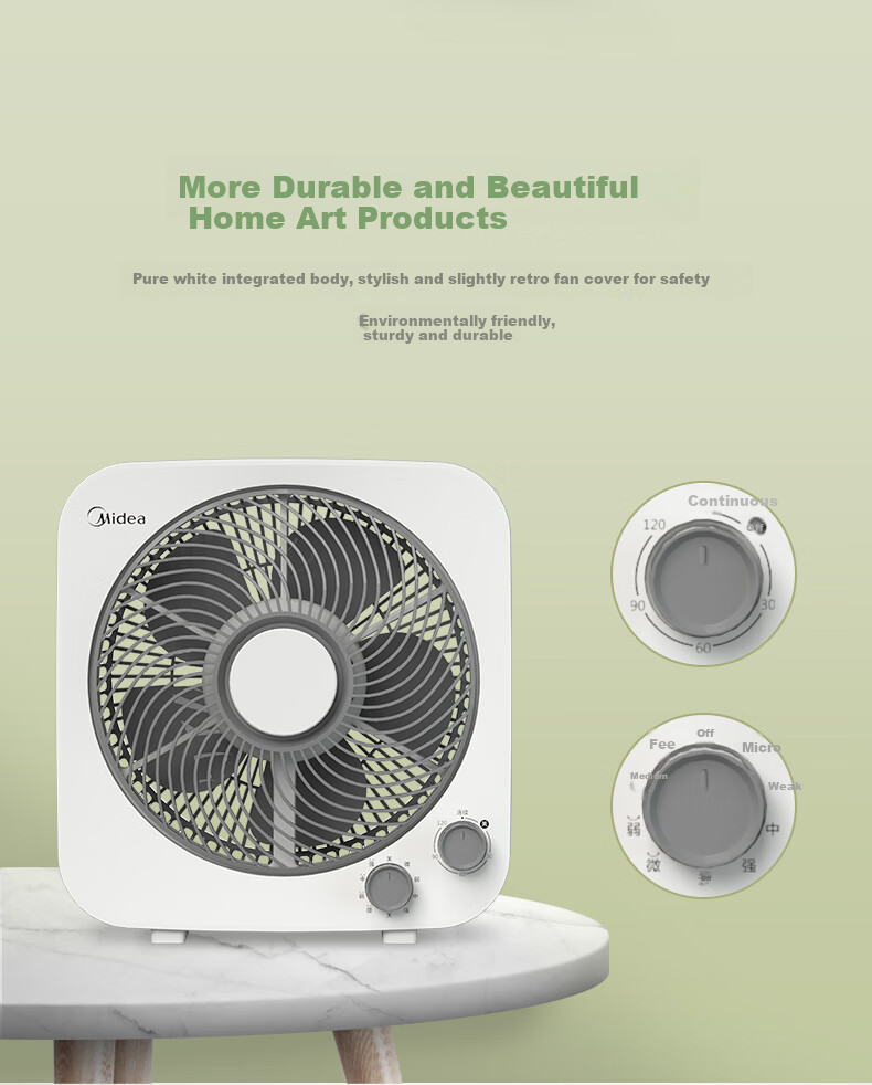 Midea Electric Fan, Home Desktop Small Fan, Hongyun Fan, Dormitory Bedroom Energy-Saving Electric Fan, Table Fan, Oscillating Fan, Quiet Low-Noise Five-Blade Fan, KYT25-22MW 3