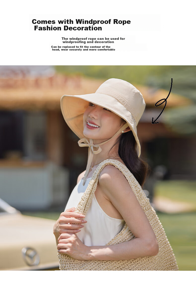 MMOPTOP Women's Straw Hat, Lightweight Summer Style, Quick-Drying Wide Brim Sun Hat for Cycling, Windproof, Outdoor UV Protection Sun Hat 4