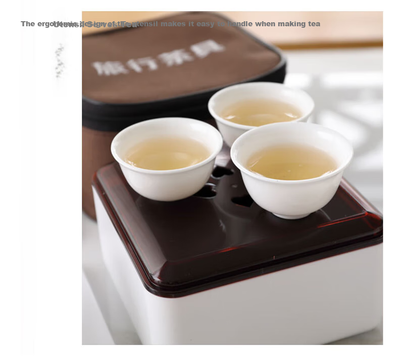 CLITON Travel Tea Set Portable White Porcelain Gaiwan Kung Fu 6-Piece Tea Water Separation Outdoor Quick Cup Office Tea Set 6