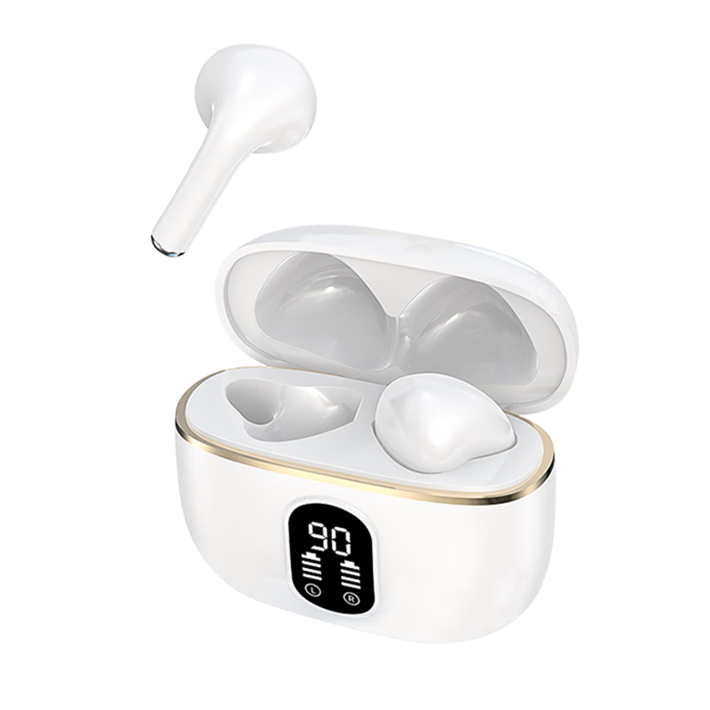 EARISE Berlin Sound 2025 Wireless Bluetooth Earbuds Semi-In-Ear Dual Noise Cancelling Long Battery Life Digital Display Sports Gaming Comfortable Student Universal X87 White