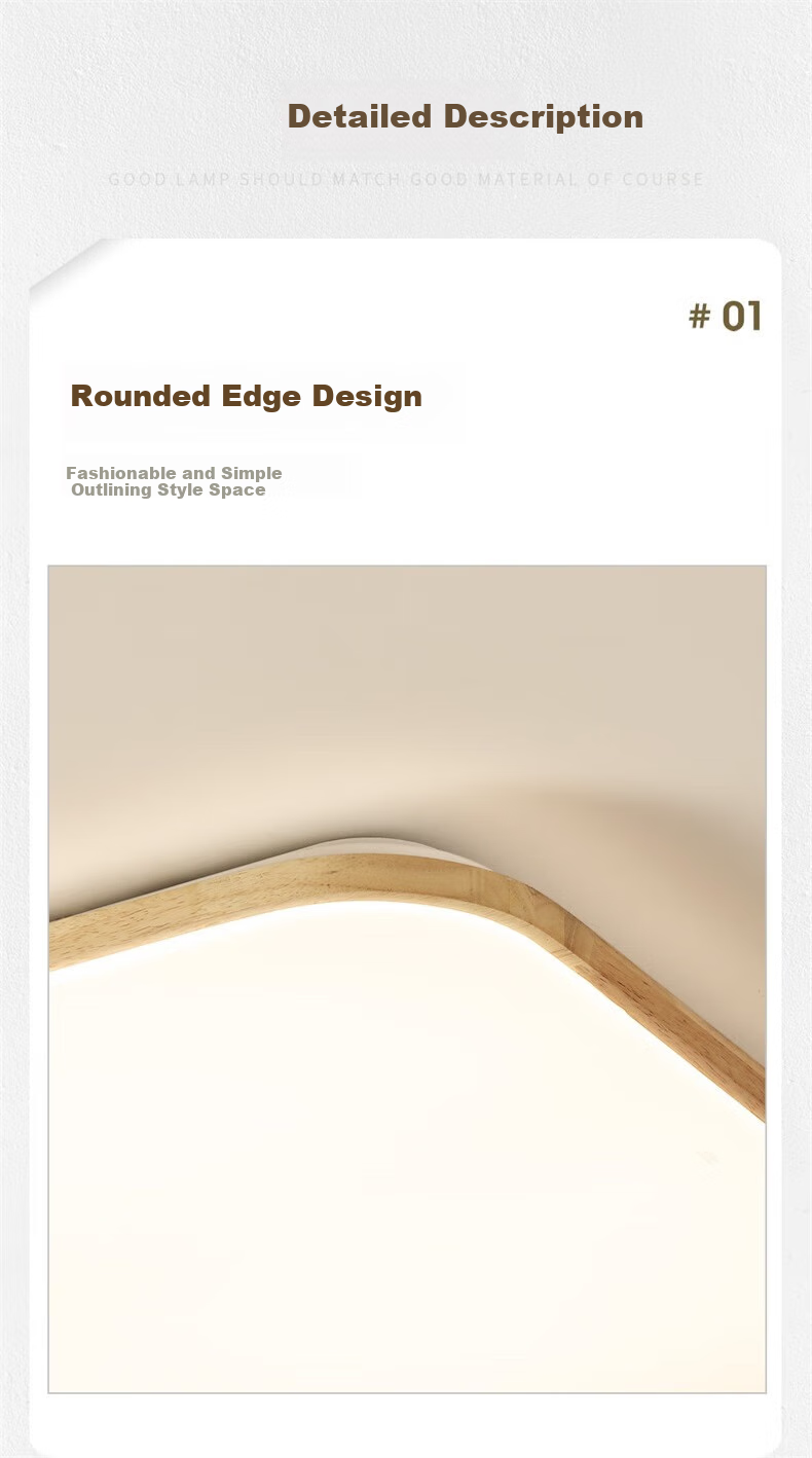NVC LED Ceiling Light, National Trend Style Wooden Craftsmanship, Square Lamp for Study Room And Bedroom, Natural Wood Ultra-Thin Round Shape 10