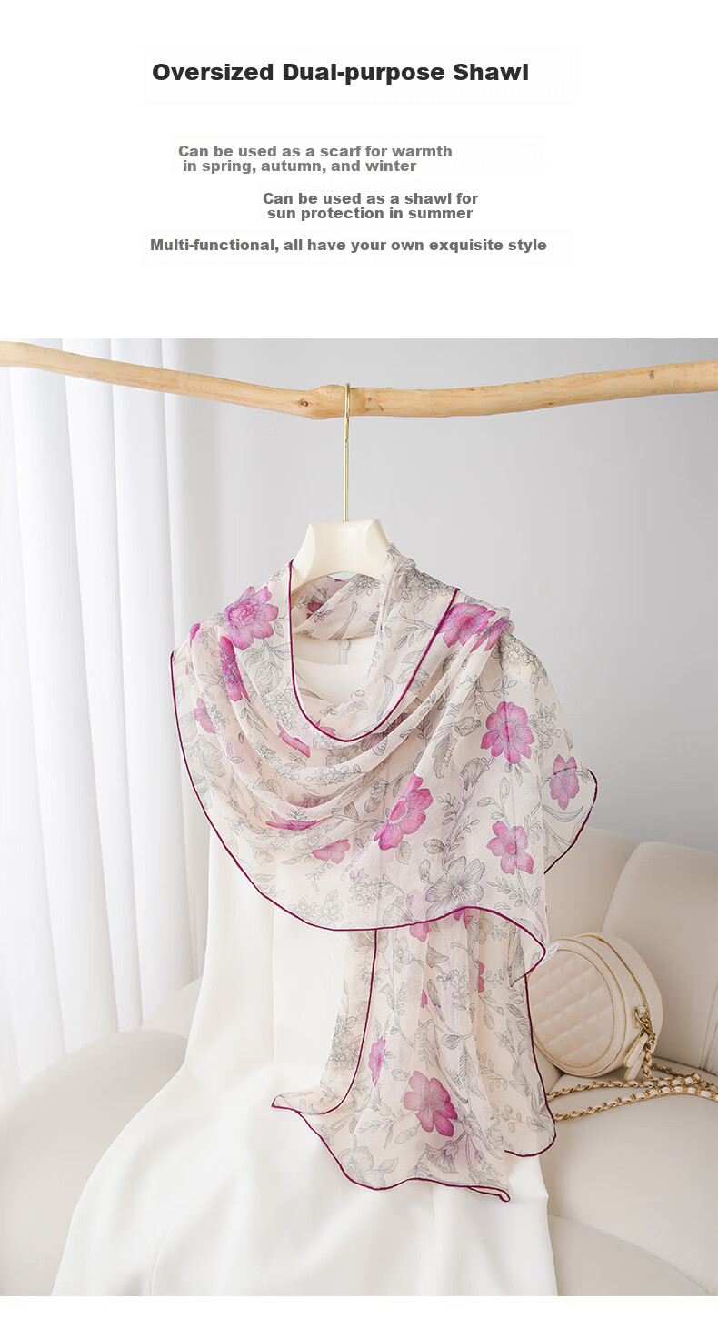 Hangsifu Silk Scarf, Neck Warmer Shawl, Pearl Yarn Neck Wrap, Practical Birthday Gift for Mom, Mid-Autumn Festival Present 2