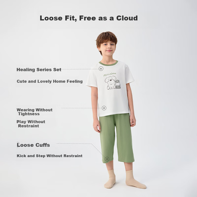 BALABALA Pajama Set for Boys And Girls, Home Wear, Air Conditioning Clothing, Summer Style [Miiichan IP] 209225171208