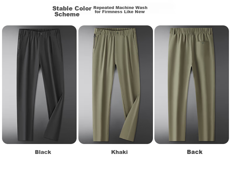 Ayoupang Summer Large Size Elastic Waist Dress Pants, Loose Elastic Business Thin Casual Trousers, Plus Size Cargo Long Pants 16