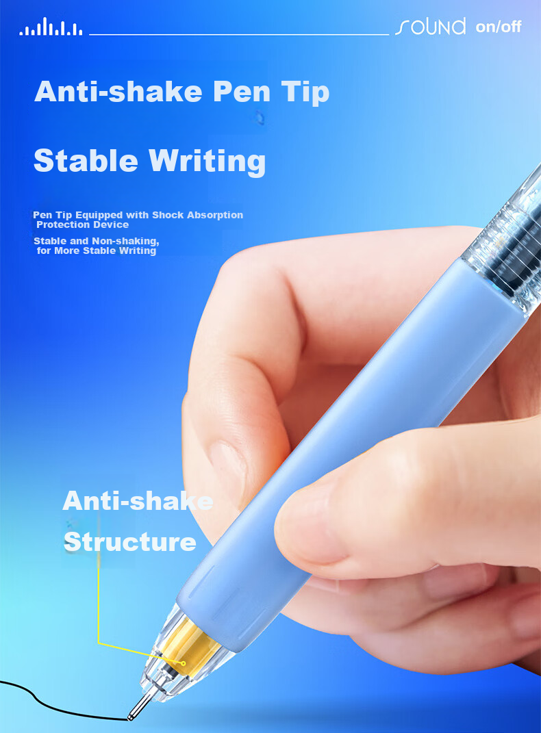 Dianshi Quick-Drying Gel Pen, 0.5mm Black, Retractable, Smooth Writing, Double Ball Needle Tip, Large Capacity, for Students' Writing Practice And Exams, Back-To Season, 0195 Blue Barrel, Pack of 12 11