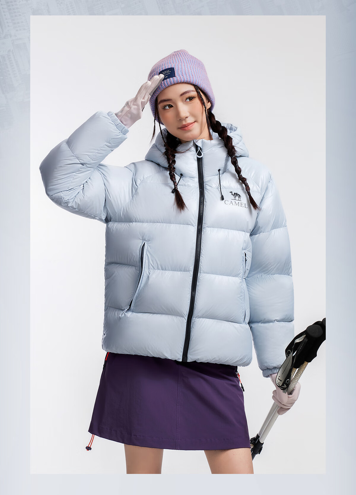 CAMEL Outdoor Long Bread Down Jacket Unisex Windproof Waterproof Heat Retention Warm Anti-Static Duck Down Coat 3