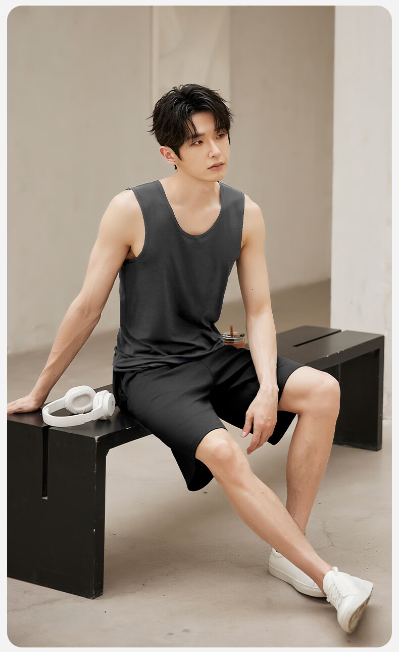 MiiOW Men's Vest [Cool Tencel Modal] Summer Seamless Sleeveless Thin Ice Silk White Base Layer for Men 9
