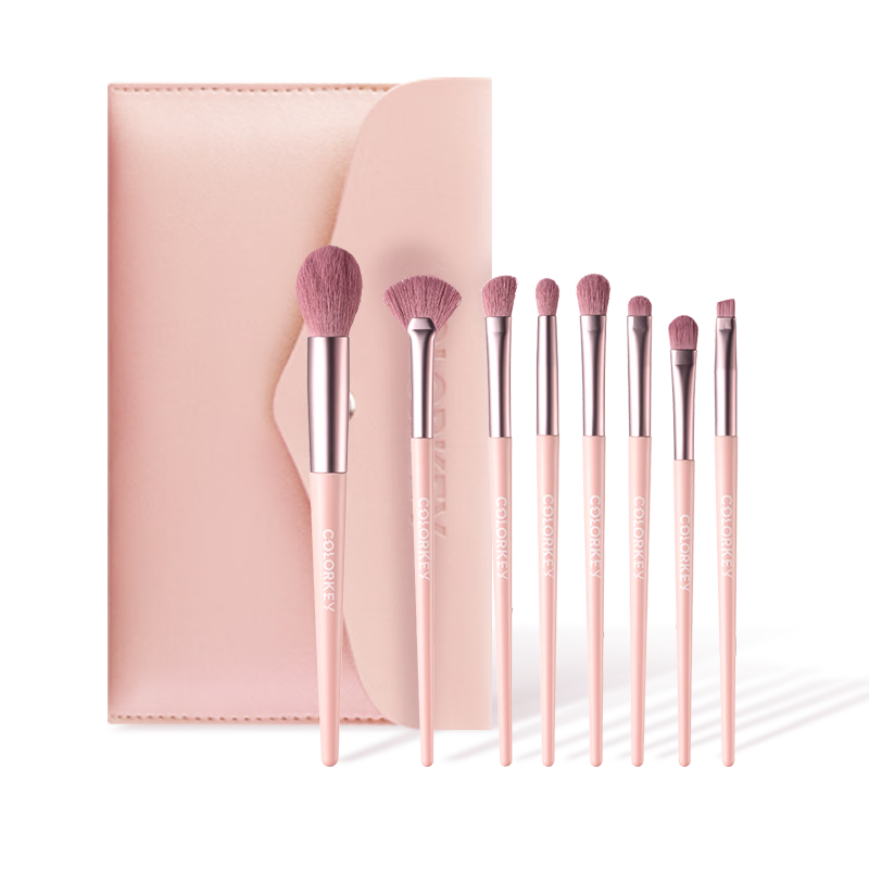 Color Key Pink 8-Piece Set Makeup Brushes, Complete Makeup Kit, Gift for Girlfriend, National Day Gift