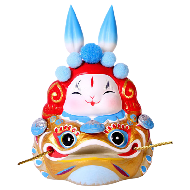 Jitu Workshop Golden Toad Handmade Clay Desktop and Car Wealth Attracting Ornament Beijing Rabbit Lord Souvenir Entryway Decoration Gift