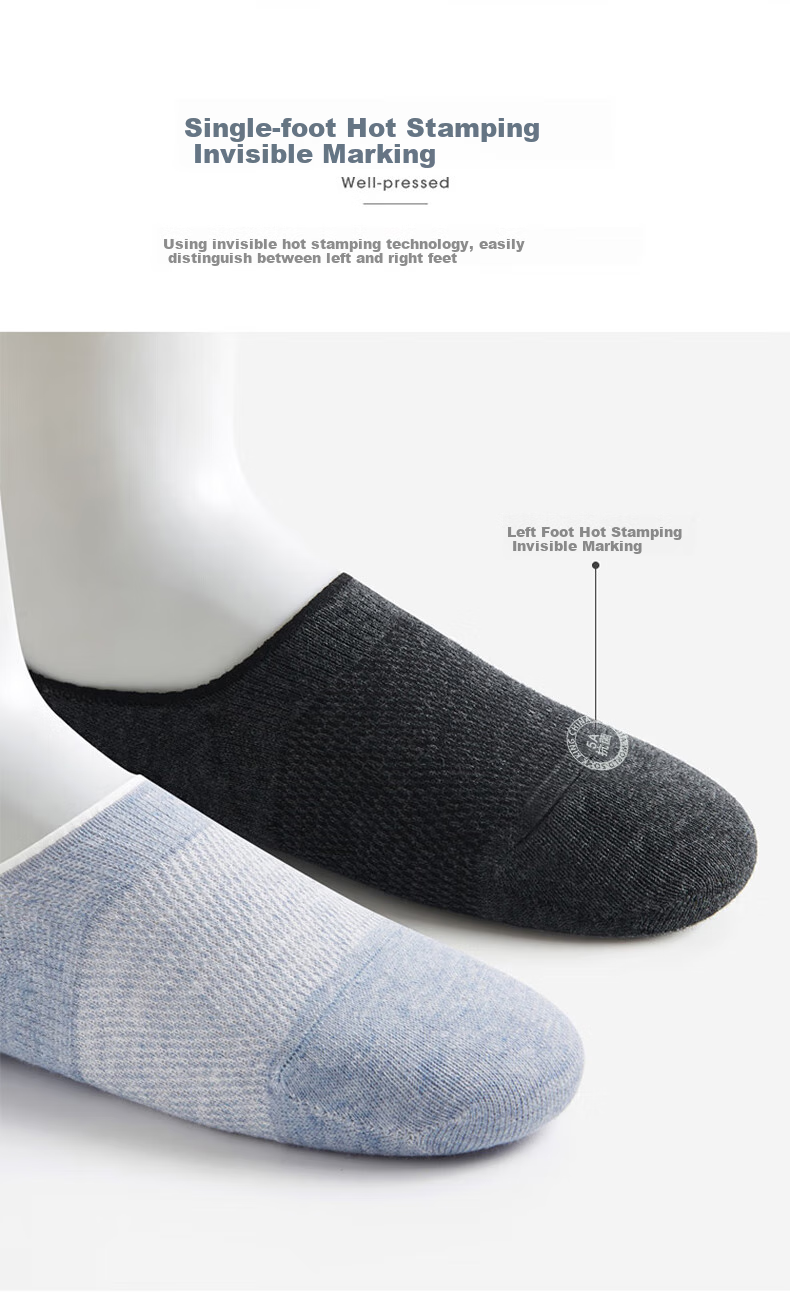 LangSha Men's Invisible Socks, Pure Cotton Men's Socks, Sweat-Absorbing Breathable Cotton Socks, Thin Full Cotton Short Socks, Men's Boat Socks, 6 Pairs 13
