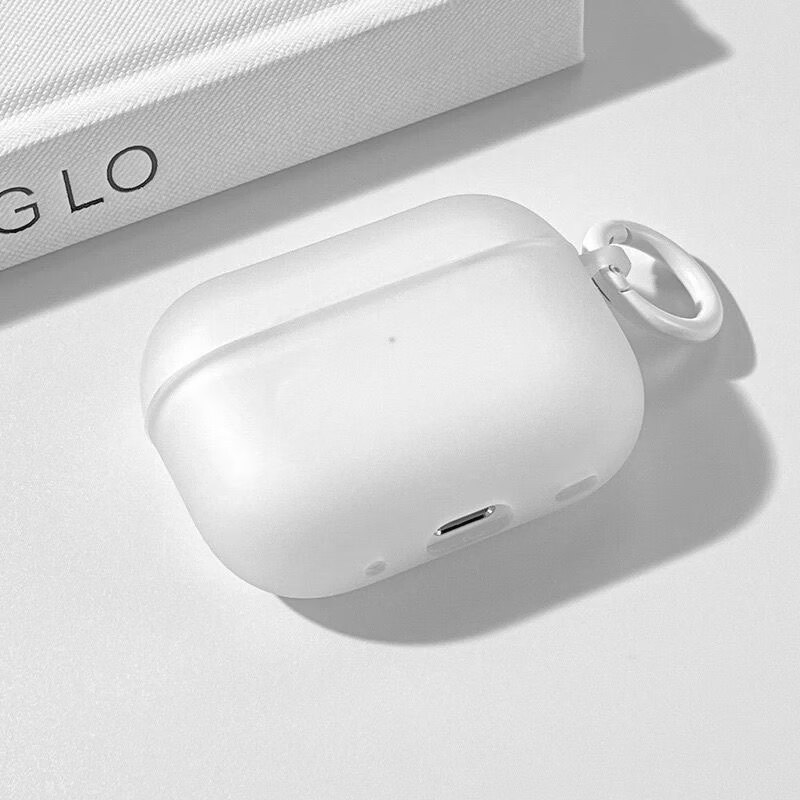 KMaxAI Matte Protective Case for Apple AirPods Pro 2, Simple Solid Color Soft Shell with Lanyard, Apple True Wireless Second Generation C-Port Charging Case Anti-Fingerprint Protective Cover, Translucent White
