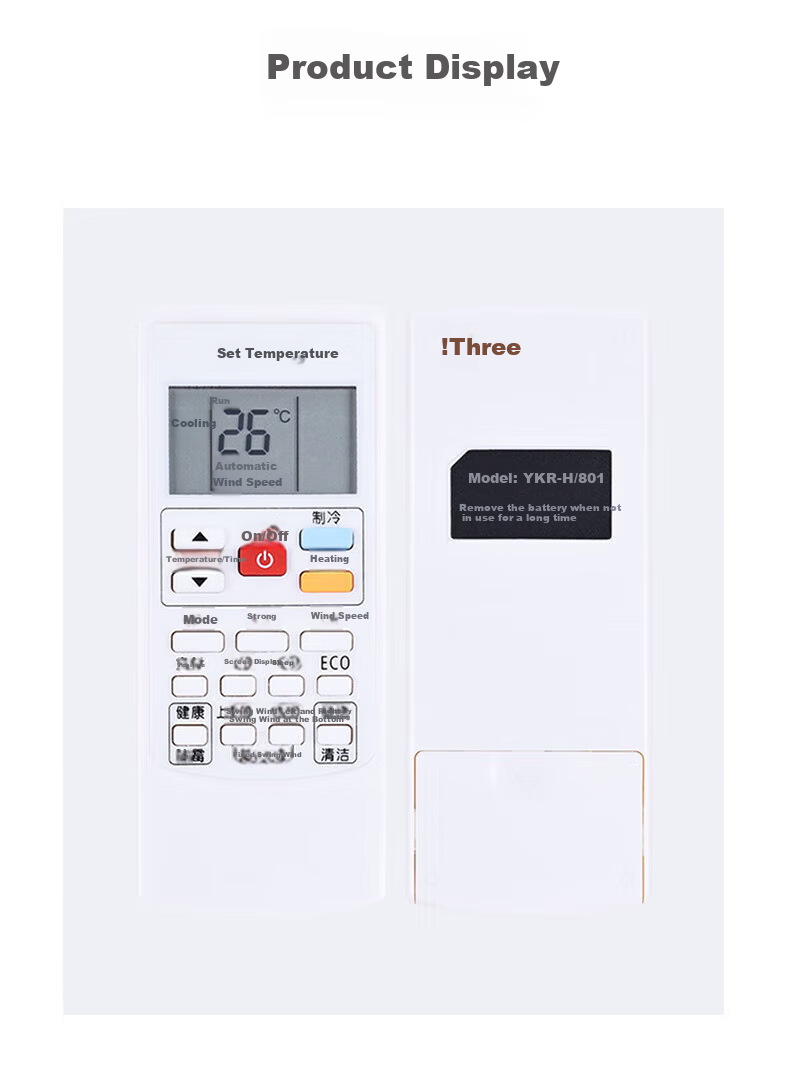 Beishi Universal Remote Control for AUX Air Conditioners, Compatible with Wall-Mounted Units, Floor-Standing Units, And Central Air Conditioning YKR-H/008 YKR-H/888 Backlit Version with Battery Included 6