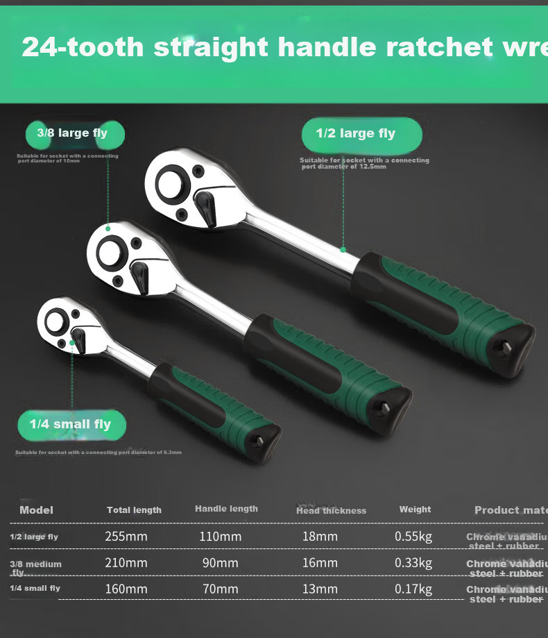 Baolian Quick Socket Ratchet Wrench, Labor-Saving Industrial-Grade Large, Medium, And Small Double-Ended Universal Auto Repair Tool 12