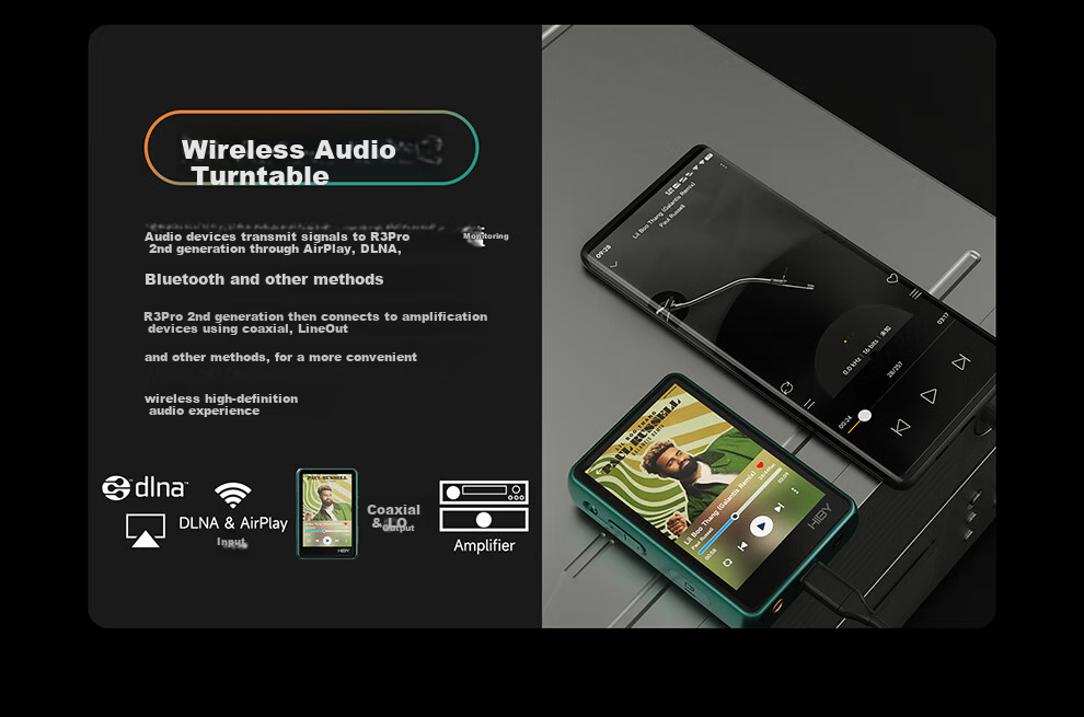 HiBy R3ProII Lossless Music Player, Pure Sound MP3, High-Definition HIFI Hard Decoding DSD, Portable Voice-Activated Player, Black Gift 11