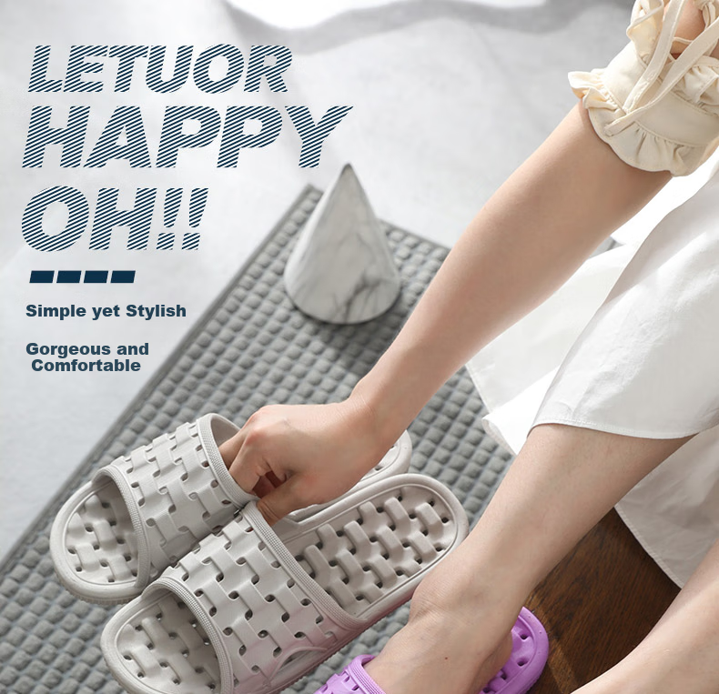 LETUO Women's Summer Slippers Bathroom Quick-Dry Massage Indoor Purple 36/37 (Fits 35-36) 1