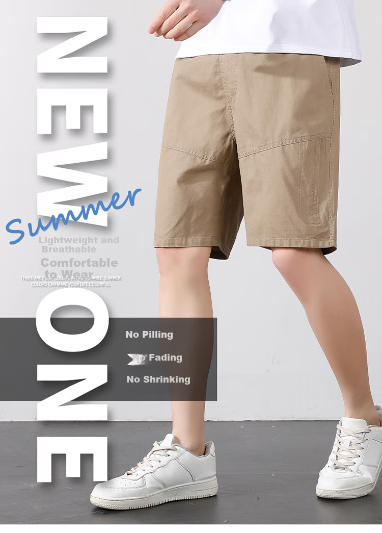 TUCANO Men's Shorts, Summer Pure Cotton, Trendy Versatile Solid Color, Lightweight Breathable Sports Capri Pants, Army Green, 3XL 1