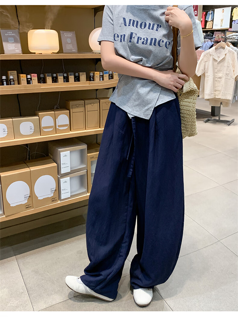 Langsha Tencel Linen Wide-Leg Pants for Women Summer 2026 New High-Waist Slimming Draped Loose Casual Curved Cut Pants 14