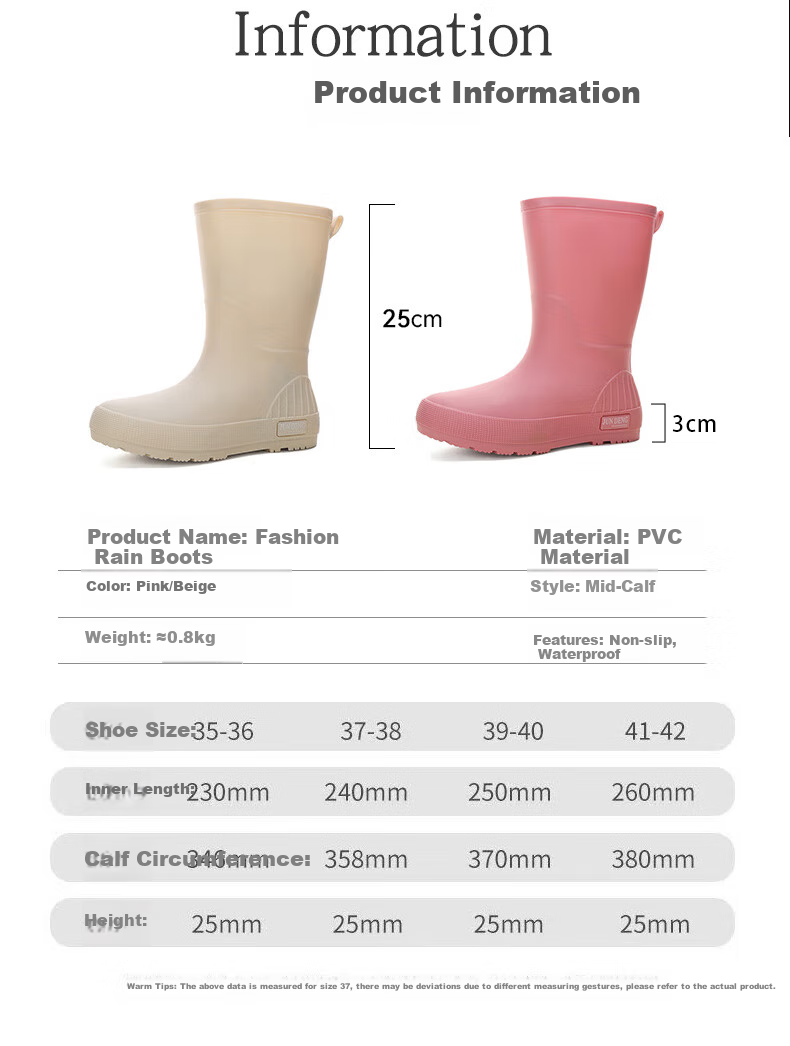 FOOTOPPO Fashion Rain Boots for Women, Short Mid-Calf Waterproof Rubber Shoes, Non-Slip Water Boots for Adults And Ladies 2